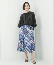 FMBGA02260 MICHEL KLEIN(ミッシェルクラン) ボリュームスリーブシアーブラウス(WEB限定カラーあり) ブラウン(WEB限定カラー)