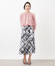 FMBGA02260 MICHEL KLEIN(ミッシェルクラン) ボリュームスリーブシアーブラウス(WEB限定カラーあり) ブラウン(WEB限定カラー)