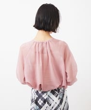 FMBGA02260 MICHEL KLEIN(ミッシェルクラン) ボリュームスリーブシアーブラウス(WEB限定カラーあり) ブラウン(WEB限定カラー)