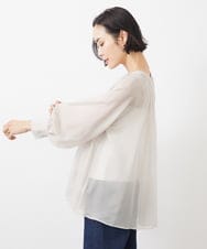 FMBGA02260 MICHEL KLEIN(ミッシェルクラン) ボリュームスリーブシアーブラウス(WEB限定カラーあり) ライトグレー