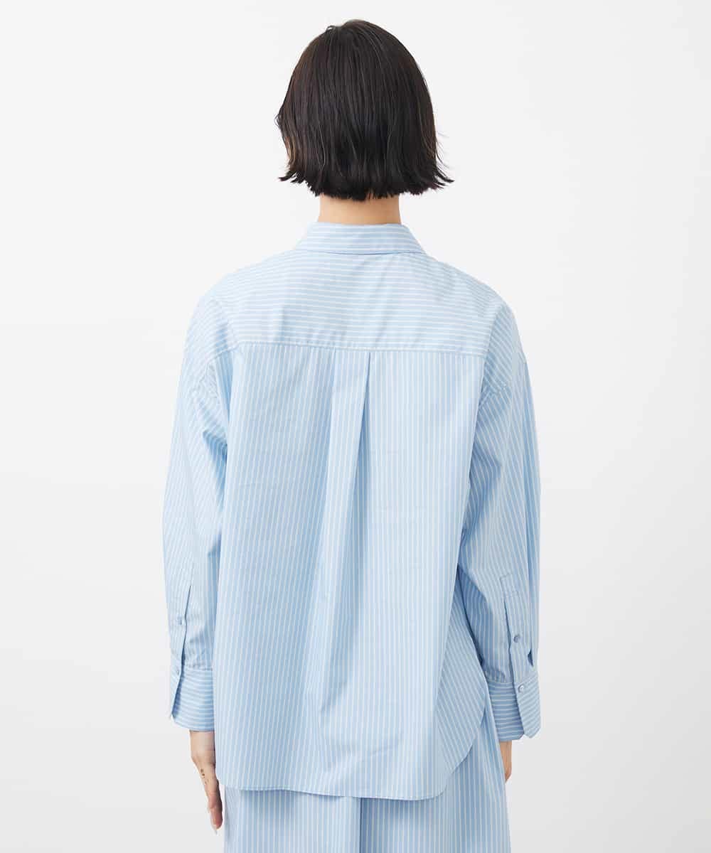 FMBGA08290 MICHEL KLEIN(ミッシェルクラン) [セットアップ対応]ビックシルエットストライプシャツ ライトブルー