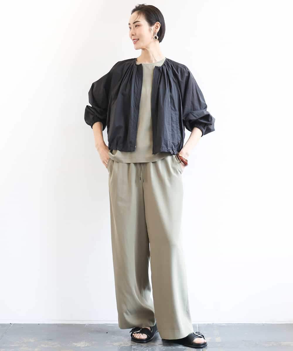 FMBGA09210 MICHEL KLEIN(ミッシェルクラン) [セットアップ対応]サイドドロストノースリーブブラウス ブラック