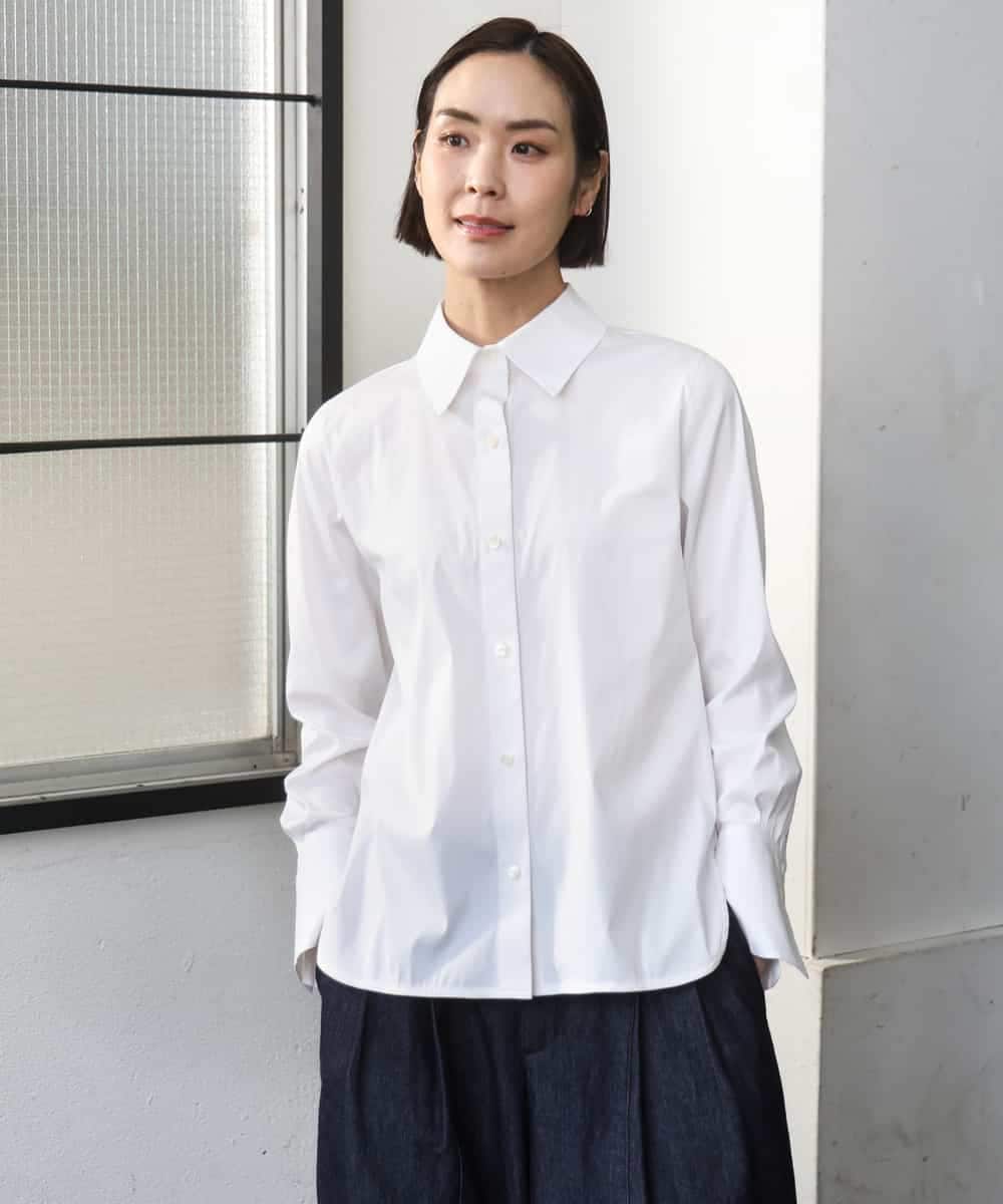 FMBGD04290 MICHEL KLEIN(ミッシェルクラン) ハイパワーストレッチ ブロードシャツ ホワイト