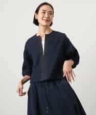 FMBGD05230 MICHEL KLEIN(ミッシェルクラン) [セットアップ対応]ワッフルボリュームスリーブブラウス ネイビー