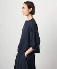 FMBGD05230 MICHEL KLEIN(ミッシェルクラン) [セットアップ対応]ワッフルボリュームスリーブブラウス ネイビー