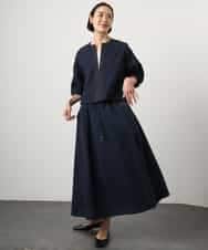 FMBGD05230 MICHEL KLEIN(ミッシェルクラン) [セットアップ対応]ワッフルボリュームスリーブブラウス ネイビー