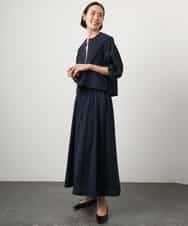 FMBGD05230 MICHEL KLEIN(ミッシェルクラン) [セットアップ対応]ワッフルボリュームスリーブブラウス ネイビー