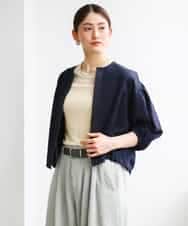 FMBGD05230 MICHEL KLEIN(ミッシェルクラン) [セットアップ対応]ワッフルノーカラーブルゾン ネイビー