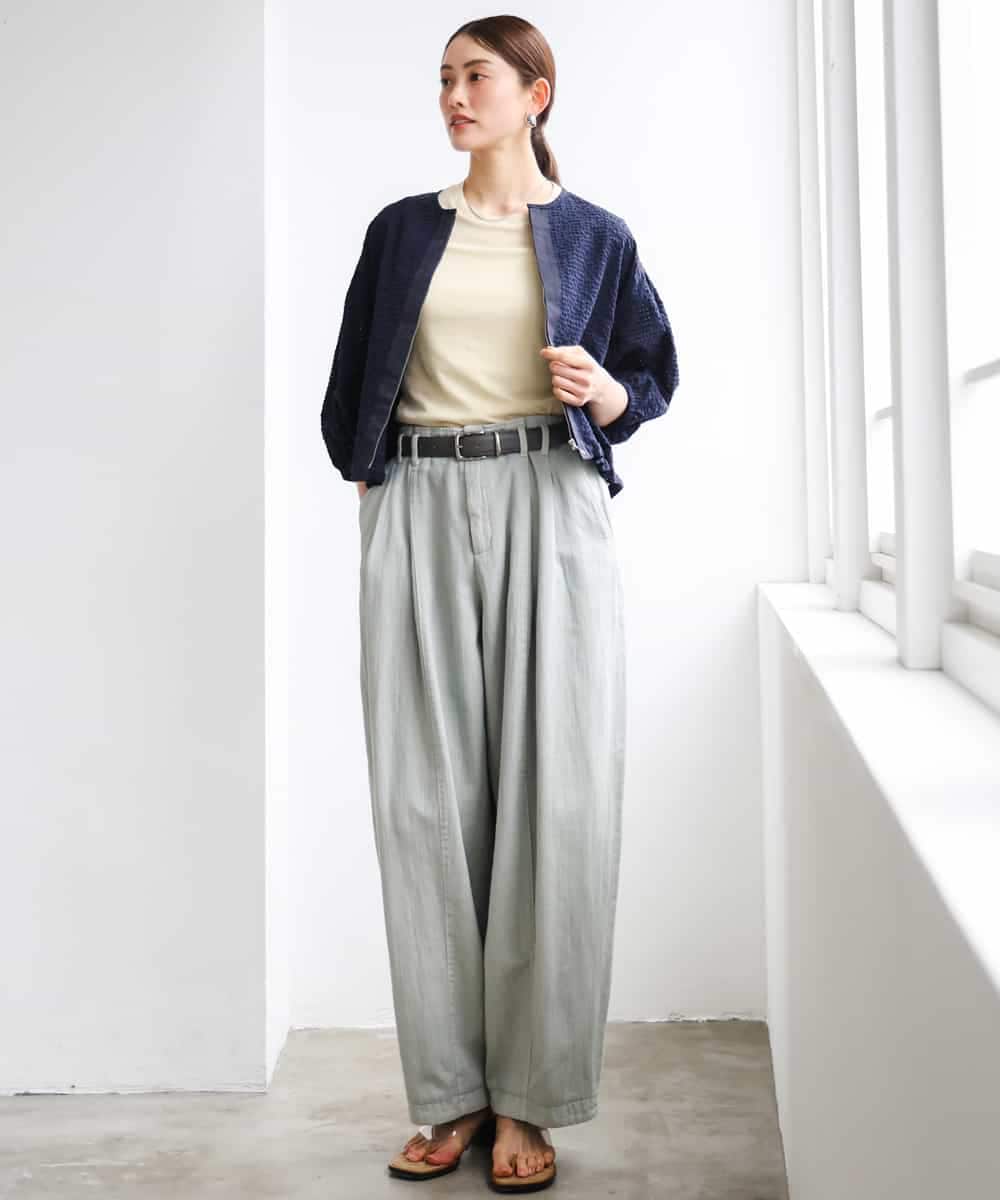 FMBGD05230 MICHEL KLEIN(ミッシェルクラン) [セットアップ対応]ワッフルノーカラーブルゾン ネイビー