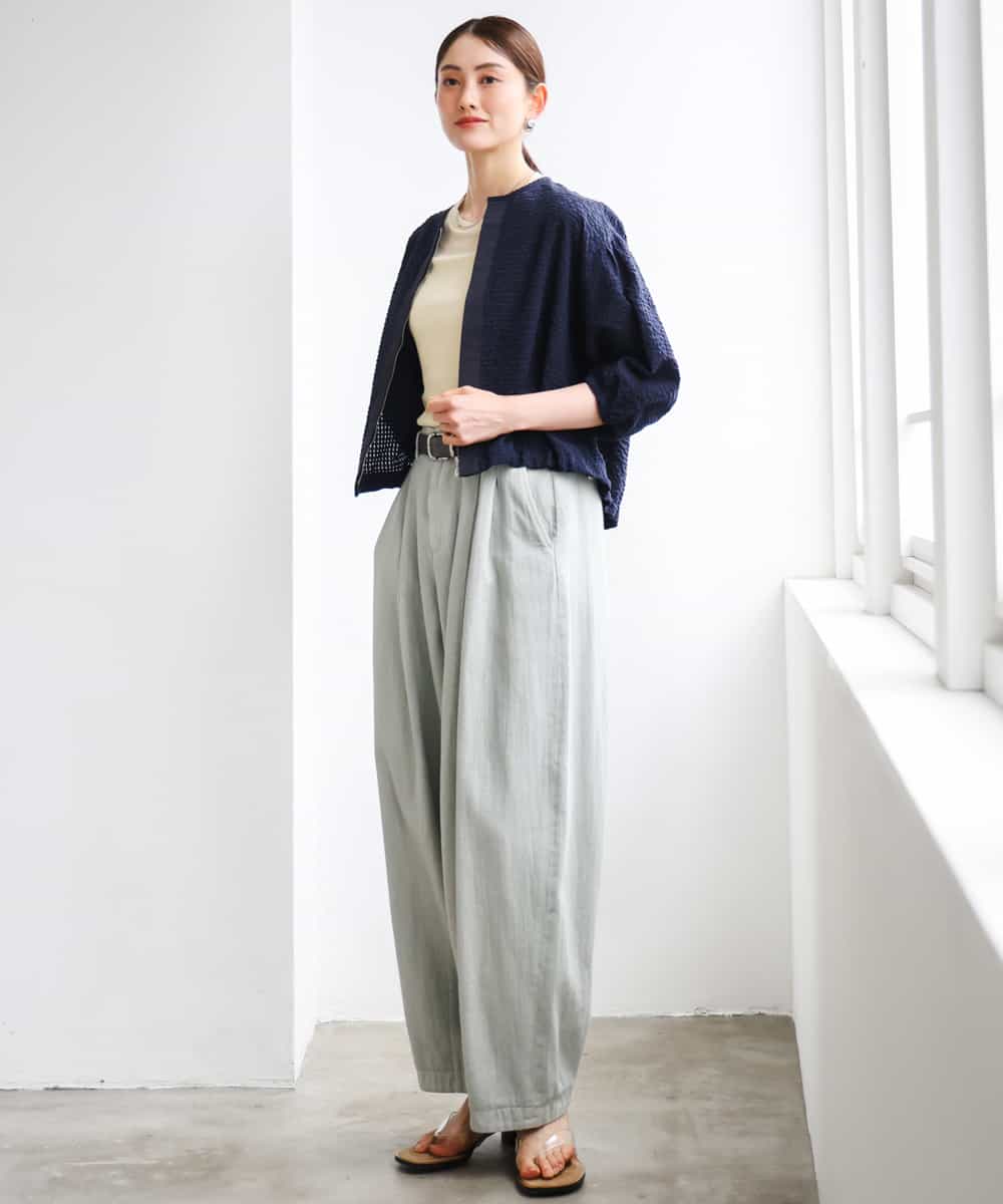 FMBGD05230 MICHEL KLEIN(ミッシェルクラン) [セットアップ対応]ワッフルノーカラーブルゾン ネイビー