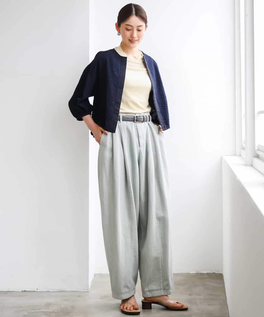 FMBGD05230 MICHEL KLEIN(ミッシェルクラン) [セットアップ対応]ワッフルノーカラーブルゾン ネイビー