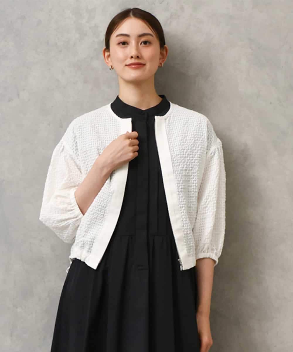 FMBGD05230 MICHEL KLEIN(ミッシェルクラン) [セットアップ対応]ワッフルノーカラーブルゾン ネイビー
