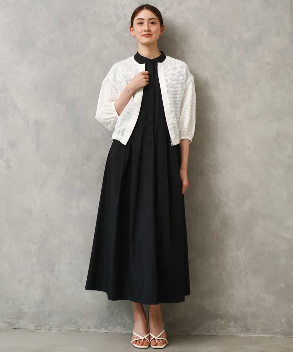 FMBGD05230 MICHEL KLEIN(ミッシェルクラン) [セットアップ対応]ワッフルノーカラーブルゾン ネイビー
