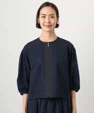 FMBGD05230 MICHEL KLEIN(ミッシェルクラン) [セットアップ対応]ワッフルボリュームスリーブブラウス ネイビー