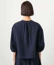 FMBGD05230 MICHEL KLEIN(ミッシェルクラン) [セットアップ対応]ワッフルボリュームスリーブブラウス ネイビー