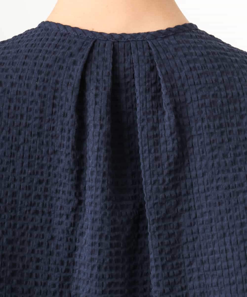 FMBGD05230 MICHEL KLEIN(ミッシェルクラン) [セットアップ対応]ワッフルボリュームスリーブブラウス ネイビー