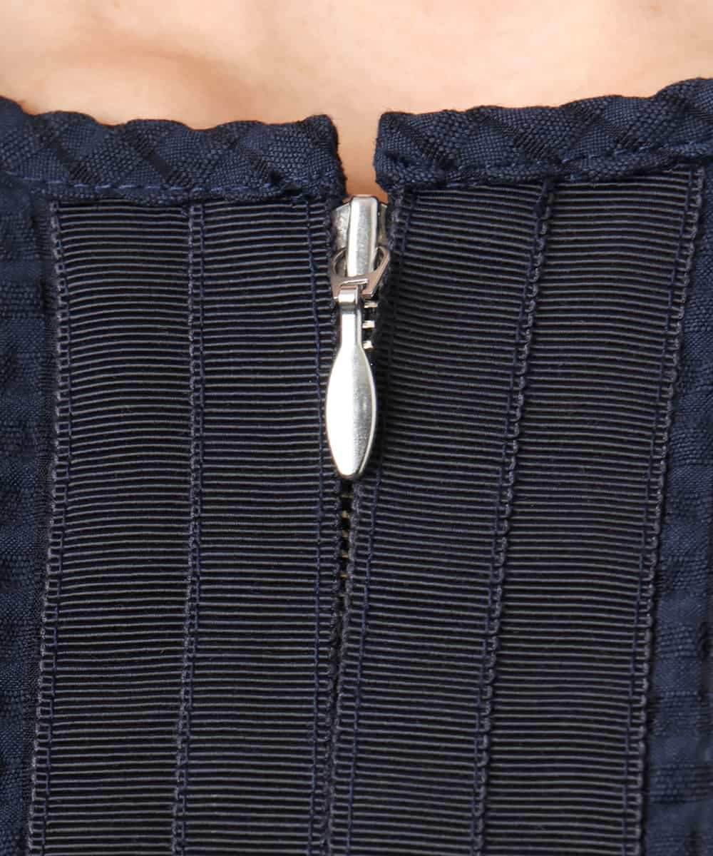 FMBGD05230 MICHEL KLEIN(ミッシェルクラン) [セットアップ対応]ワッフルボリュームスリーブブラウス ネイビー