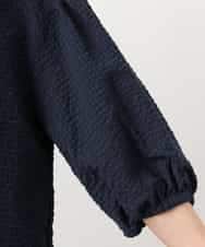 FMBGD05230 MICHEL KLEIN(ミッシェルクラン) [セットアップ対応]ワッフルボリュームスリーブブラウス ネイビー