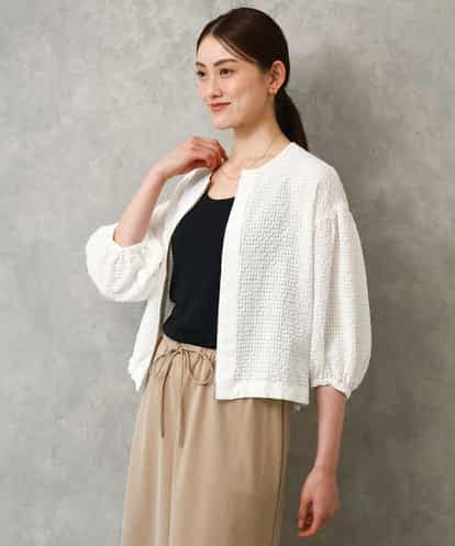 FMBGD05230 MICHEL KLEIN [セットアップ対応]ワッフルボリュームスリーブブラウス