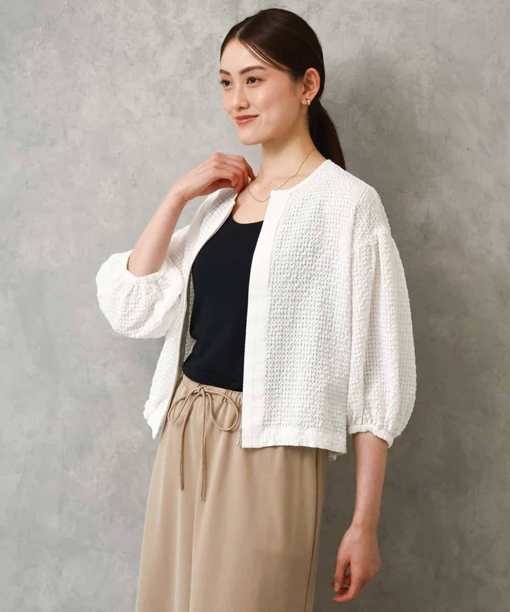 FMBGD05230 MICHEL KLEIN [セットアップ対応]ワッフルノーカラーブルゾン