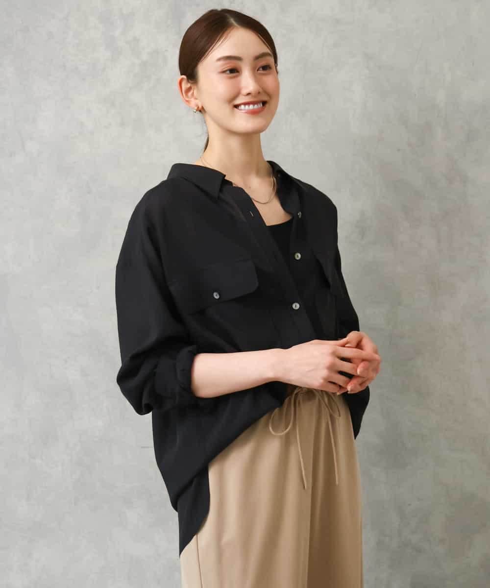 FMBGD06230 MICHEL KLEIN(ミッシェルクラン) シアーツイルオーバーシャツ ブラック
