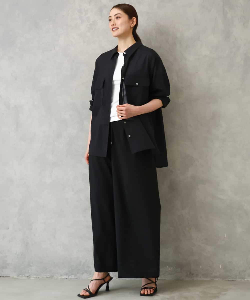 FMBGD06230 MICHEL KLEIN(ミッシェルクラン) シアーツイルオーバーシャツ ブラック