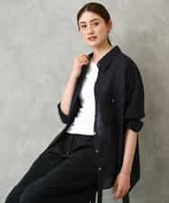FMBGD06230 MICHEL KLEIN(ミッシェルクラン) シアーツイルオーバーシャツ ブラック