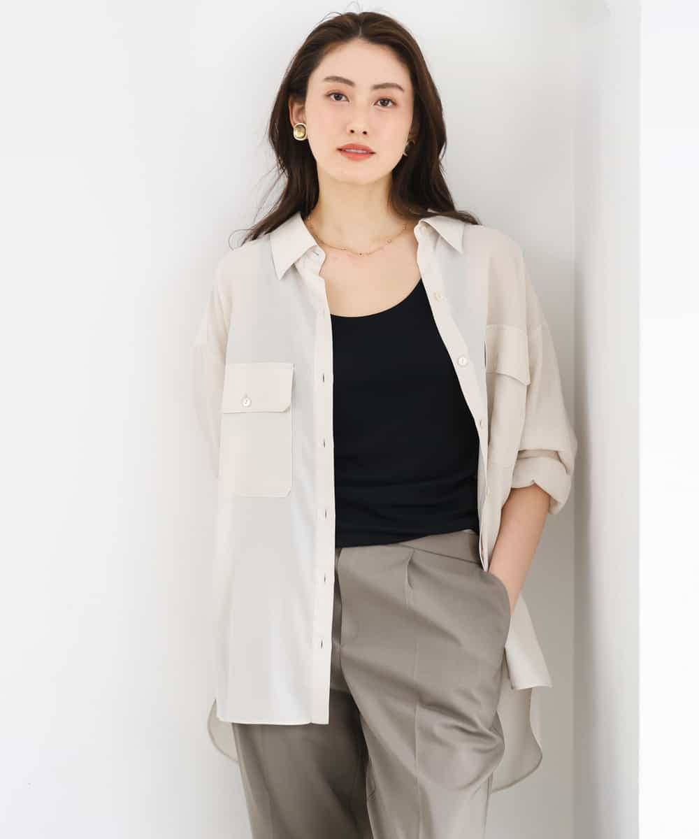 FMBGD06230 MICHEL KLEIN(ミッシェルクラン) シアーツイルオーバーシャツ ブラック