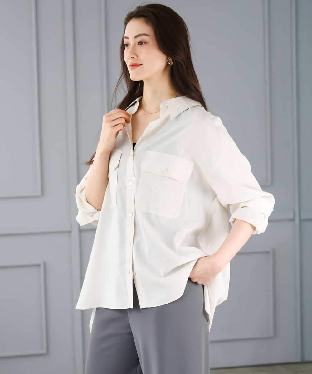 FMBGD06230 MICHEL KLEIN(ミッシェルクラン) シアーツイルオーバーシャツ ブラック