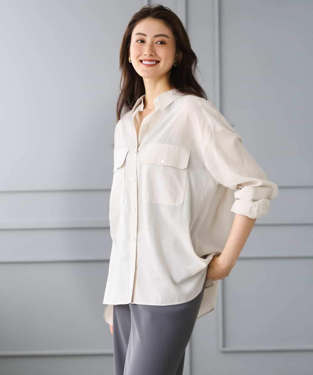 FMBGD06230 MICHEL KLEIN(ミッシェルクラン) シアーツイルオーバーシャツ ブラック