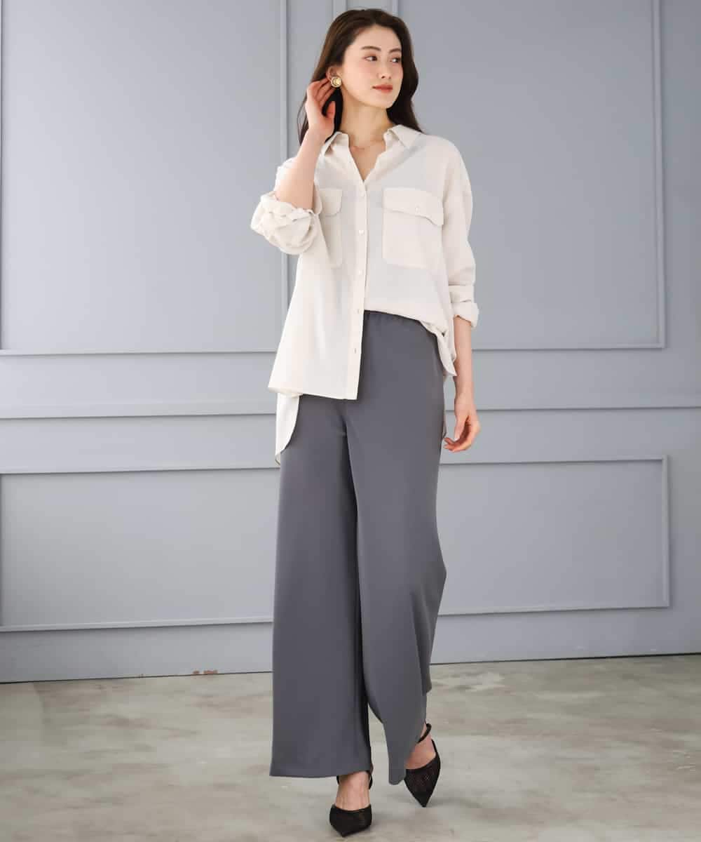 FMBGD06230 MICHEL KLEIN(ミッシェルクラン) シアーツイルオーバーシャツ ブラック