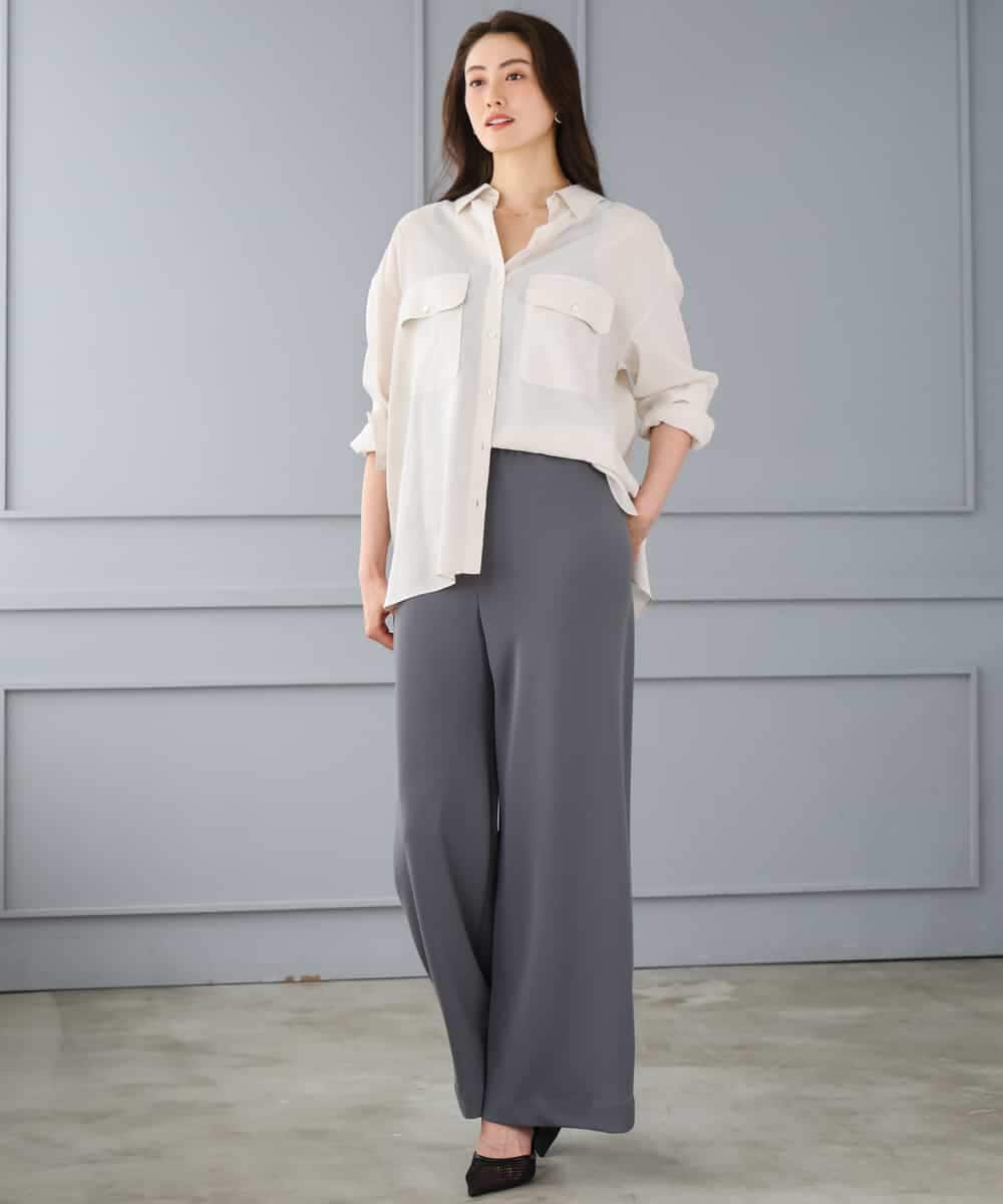FMBGD06230 MICHEL KLEIN(ミッシェルクラン) シアーツイルオーバーシャツ ブラック