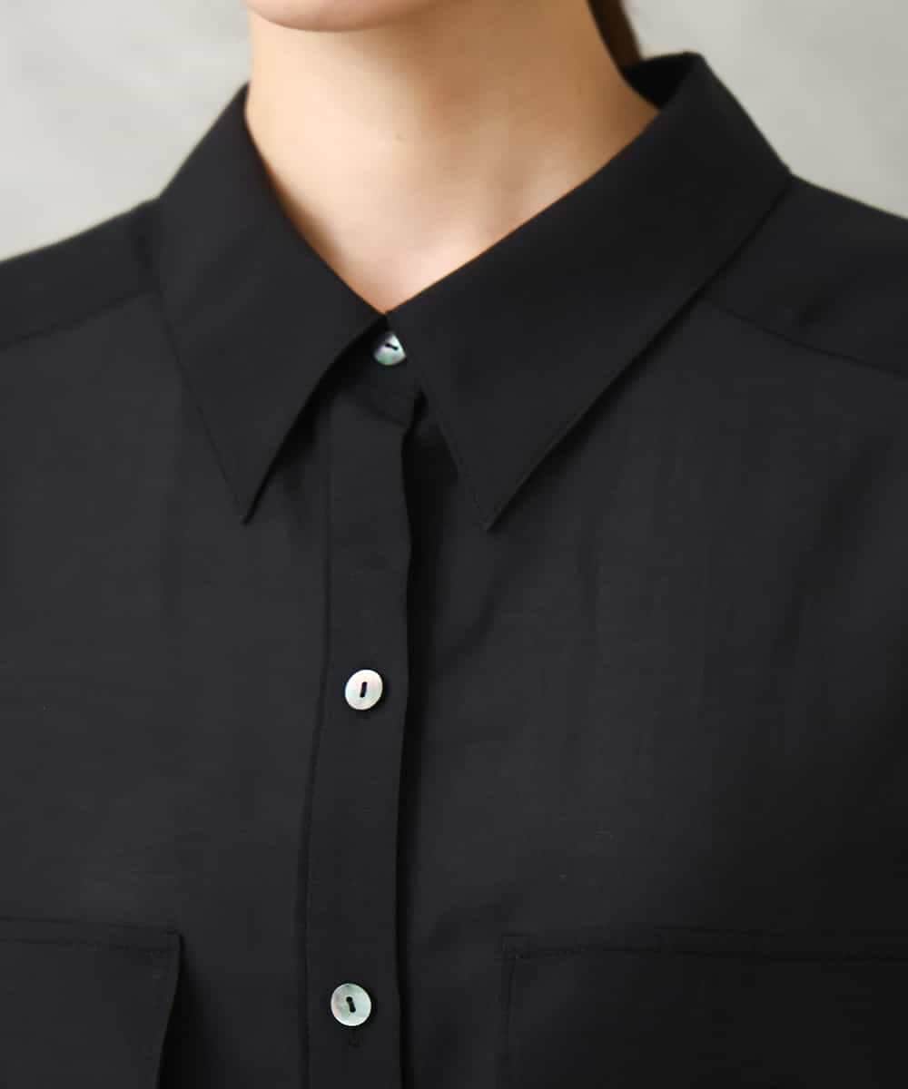 FMBGD06230 MICHEL KLEIN(ミッシェルクラン) シアーツイルオーバーシャツ ブラック