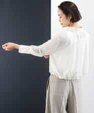 FMBGD07290 MICHEL KLEIN(ミッシェルクラン) シアータッチ ドローストリングシャツブラウス アイボリー