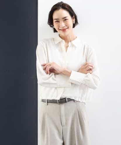 FMBGD07290 MICHEL KLEIN シアータッチ ドローストリングシャツブラウス