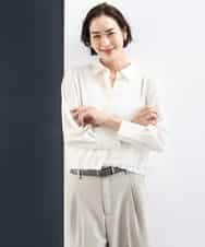 FMBGD07290 MICHEL KLEIN(ミッシェルクラン) シアータッチ ドローストリングシャツブラウス アイボリー