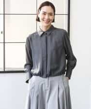 FMBGD07290 MICHEL KLEIN(ミッシェルクラン) シアータッチ ドローストリングシャツブラウス アイボリー