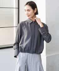 FMBGD07290 MICHEL KLEIN(ミッシェルクラン) シアータッチ ドローストリングシャツブラウス アイボリー