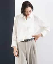 FMBGD07290 MICHEL KLEIN(ミッシェルクラン) シアータッチ ドローストリングシャツブラウス アイボリー