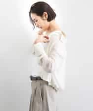 FMBGD07290 MICHEL KLEIN(ミッシェルクラン) シアータッチ ドローストリングシャツブラウス アイボリー