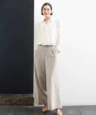 FMBGD07290 MICHEL KLEIN(ミッシェルクラン) シアータッチ ドローストリングシャツブラウス アイボリー