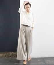 FMBGD07290 MICHEL KLEIN(ミッシェルクラン) シアータッチ ドローストリングシャツブラウス アイボリー