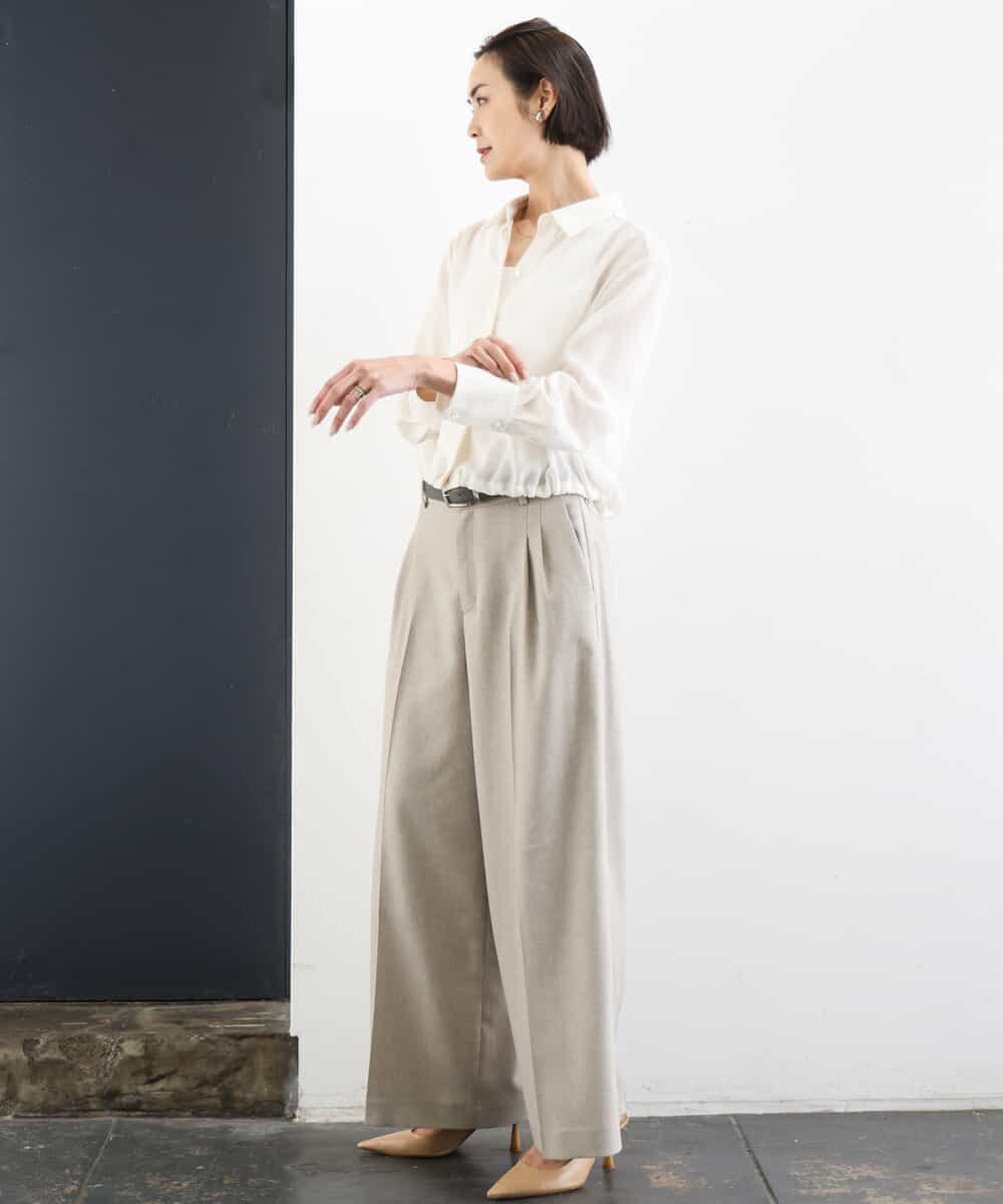 FMBGD07290 MICHEL KLEIN(ミッシェルクラン) シアータッチ ドローストリングシャツブラウス アイボリー