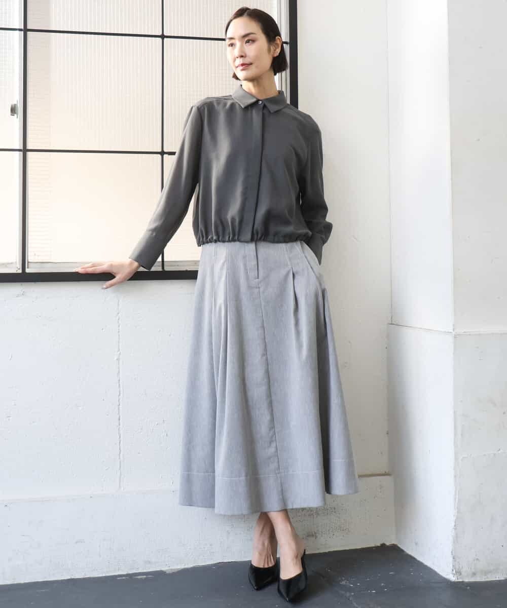 FMBGD07290 MICHEL KLEIN(ミッシェルクラン) シアータッチ ドローストリングシャツブラウス アイボリー