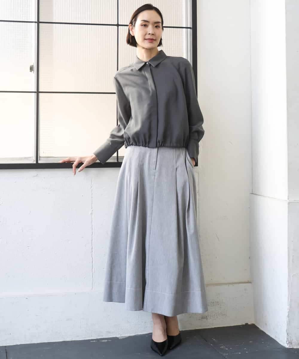 FMBGD07290 MICHEL KLEIN(ミッシェルクラン) シアータッチ ドローストリングシャツブラウス アイボリー