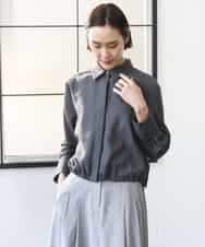 FMBGD07290 MICHEL KLEIN(ミッシェルクラン) シアータッチ ドローストリングシャツブラウス ダークグレー