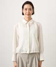 FMBGD07290 MICHEL KLEIN(ミッシェルクラン) シアータッチ ドローストリングシャツブラウス ダークグレー