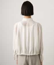 FMBGD07290 MICHEL KLEIN(ミッシェルクラン) シアータッチ ドローストリングシャツブラウス ダークグレー