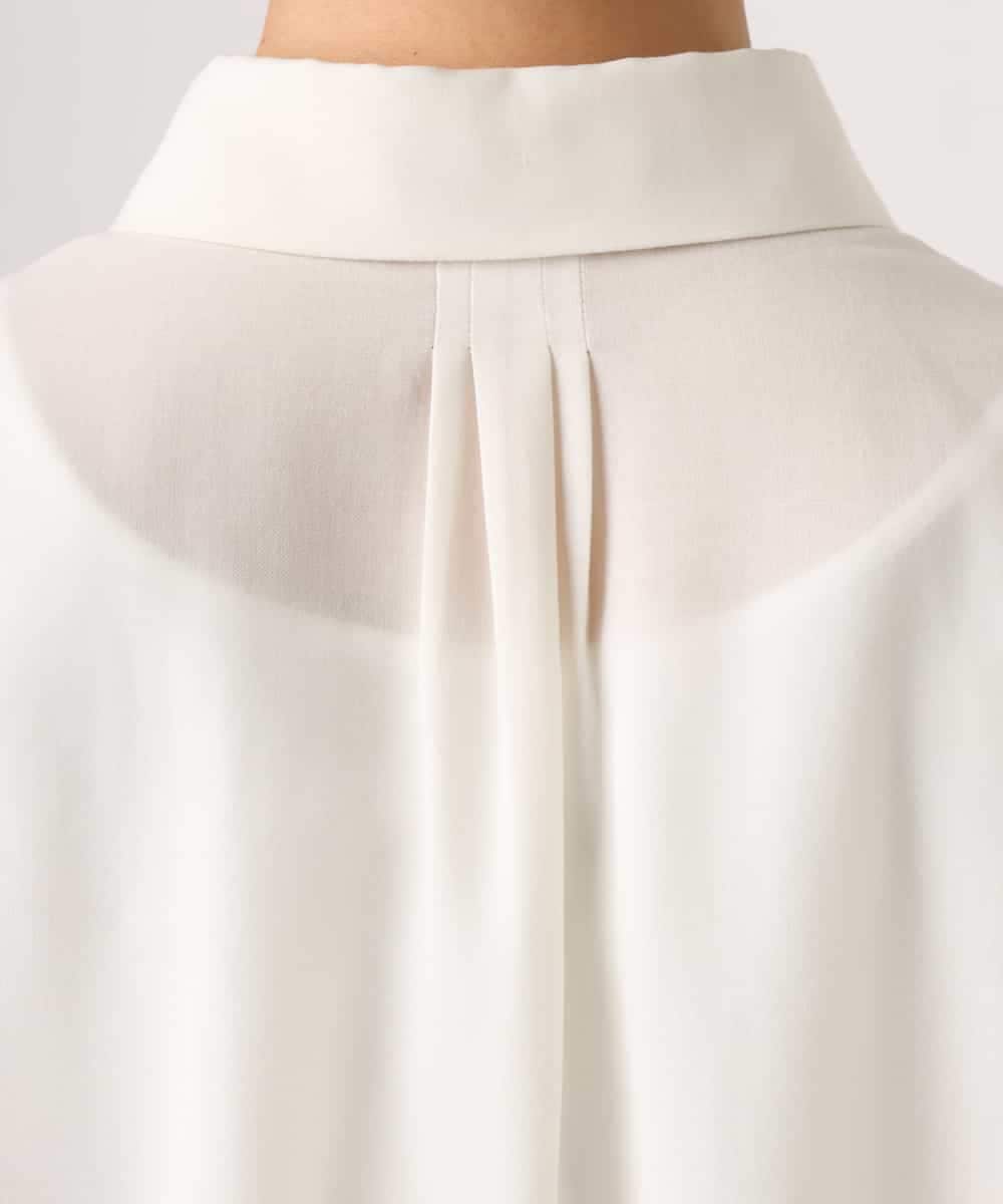 FMBGD07290 MICHEL KLEIN(ミッシェルクラン) シアータッチ ドローストリングシャツブラウス ダークグレー