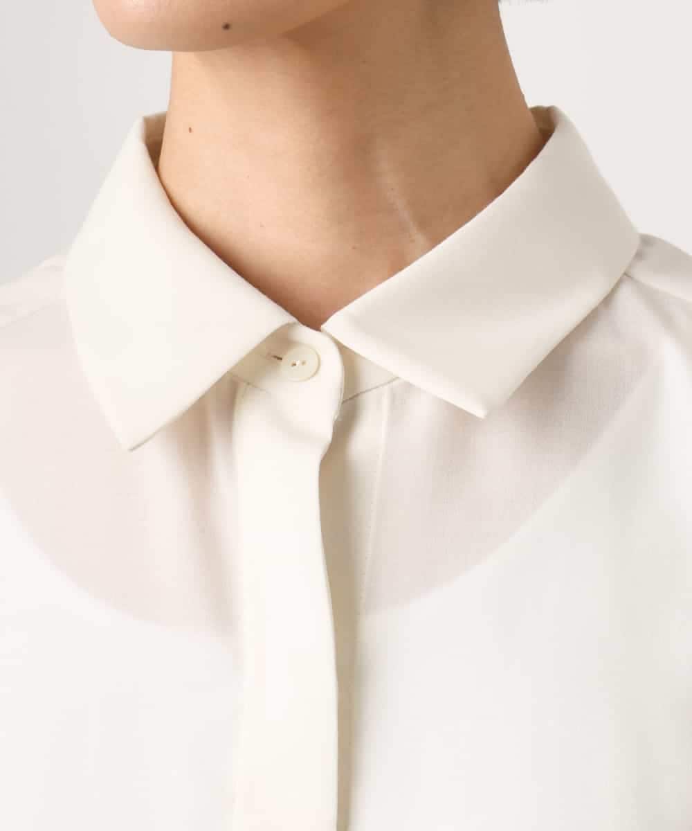 FMBGD07290 MICHEL KLEIN(ミッシェルクラン) シアータッチ ドローストリングシャツブラウス ダークグレー